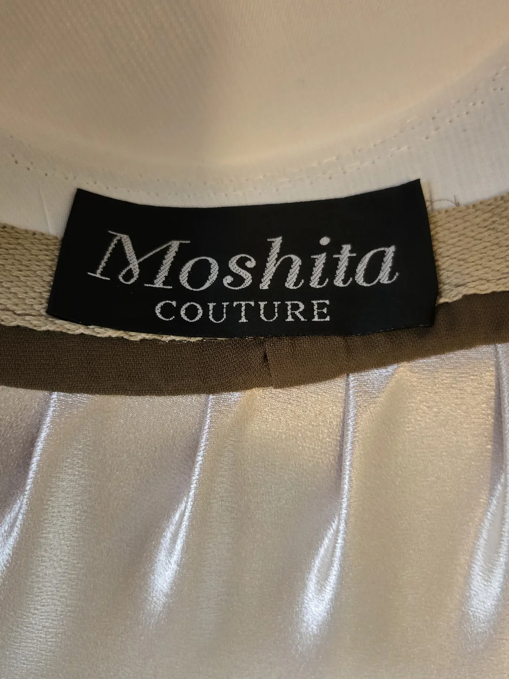 Moshita Couture Women’s Church Derby Hat Beige Brown Satin Bow Formal Hat OS